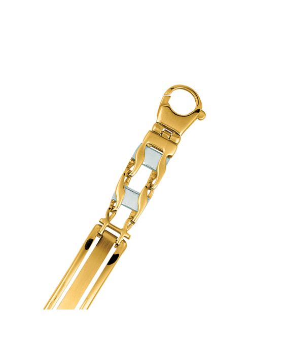 14K Yellow & White Gold Railroad Link Chain with Lobster Clasp