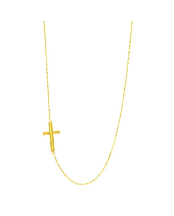 14K Gold Tube Cross Necklace