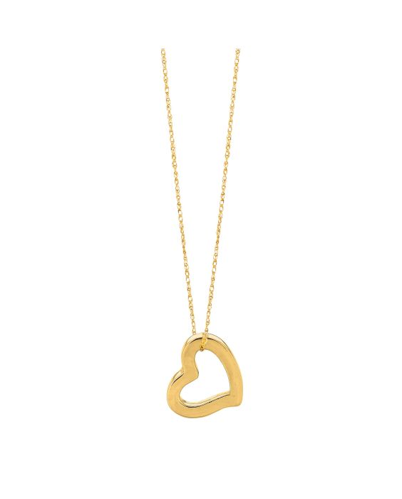 14K Gold Open Heart Necklace