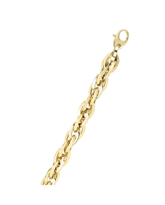 14K Gold Polished Graduated Double Oval Link Chain