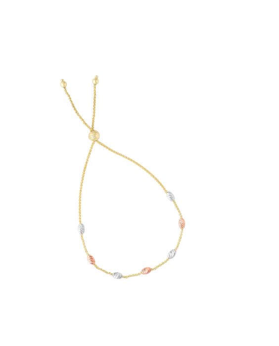 14K Gold Stationed Oval Beads Friendship Bracelet