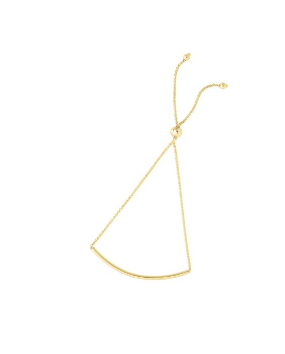 14K Gold Curved Bar Friendship Bracelet