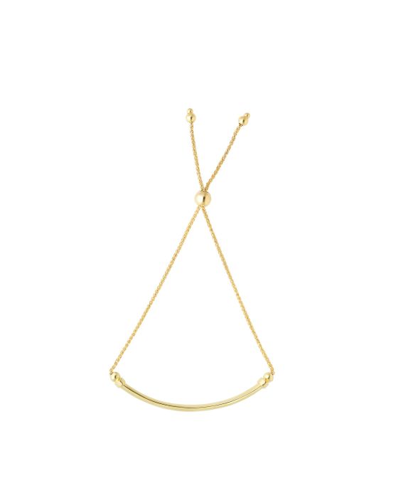 14K Gold Curved Bar Friendship Bracelet