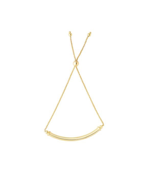 14K Gold Curved Bar Friendship Bracelet