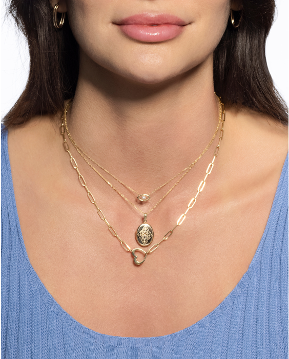 14K Pearl Evil Eye Necklace