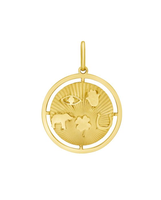14K Lucky Symbols Disc Charm