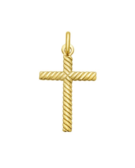 14K Cable Cross Pendant