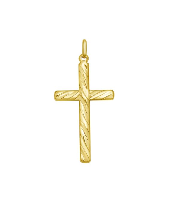 14K Swirl Cross Pendant