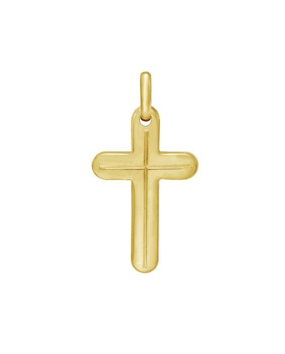 14K Etched Cross Pendant