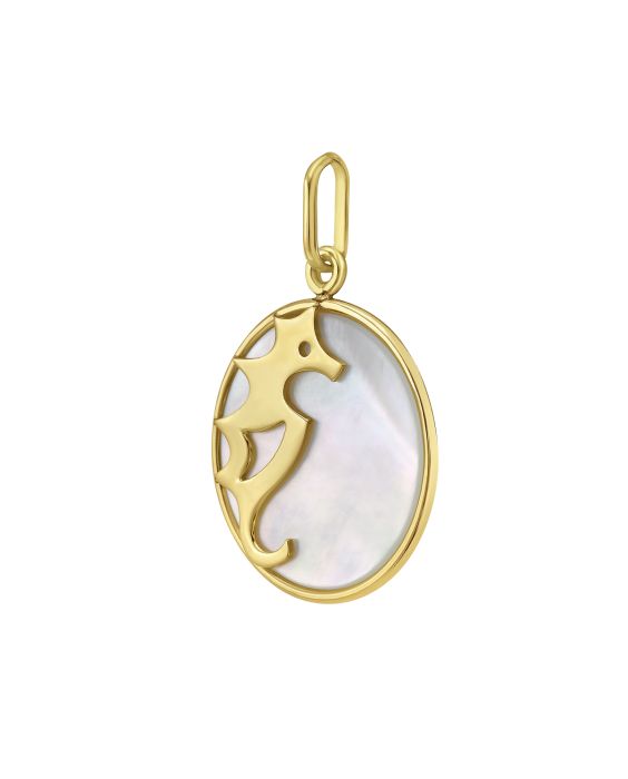 14K Gold MOP Seahorse Charm