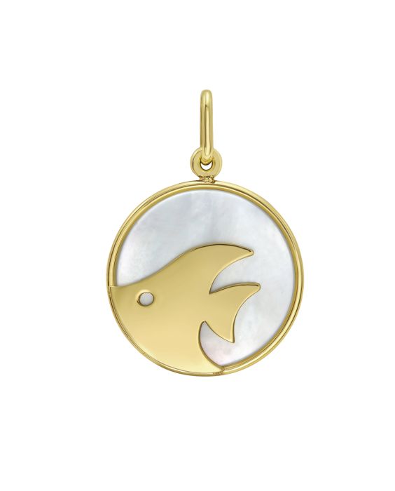 14K Gold MOP Fish Charm