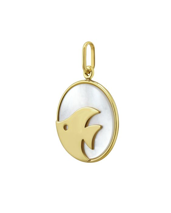 14K Gold MOP Fish Charm