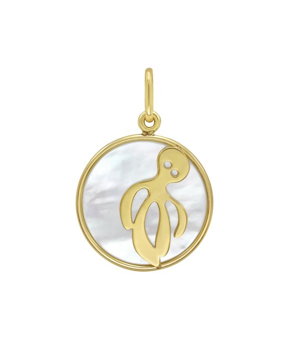 14K Gold MOP Octopus Charm