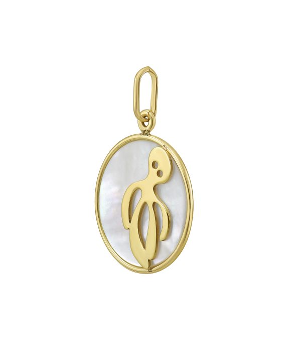 14K Gold MOP Octopus Charm