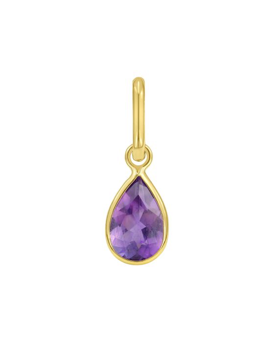 14K Pear Amethyst Charm