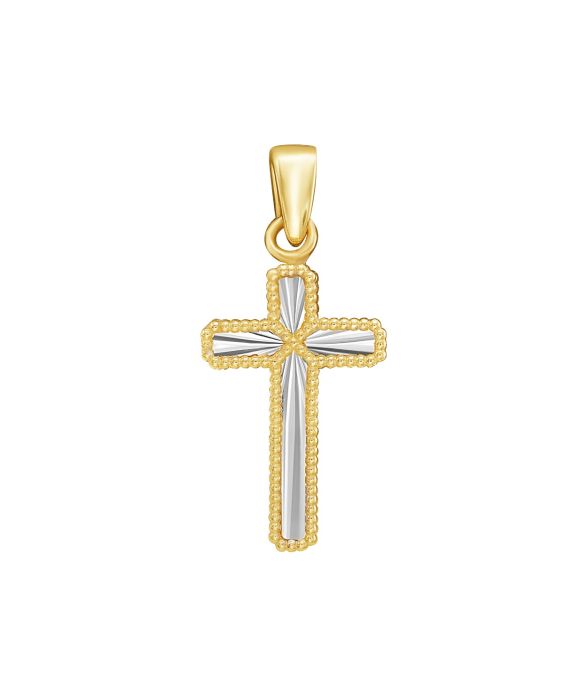 14K Two Tone Cross Charm 