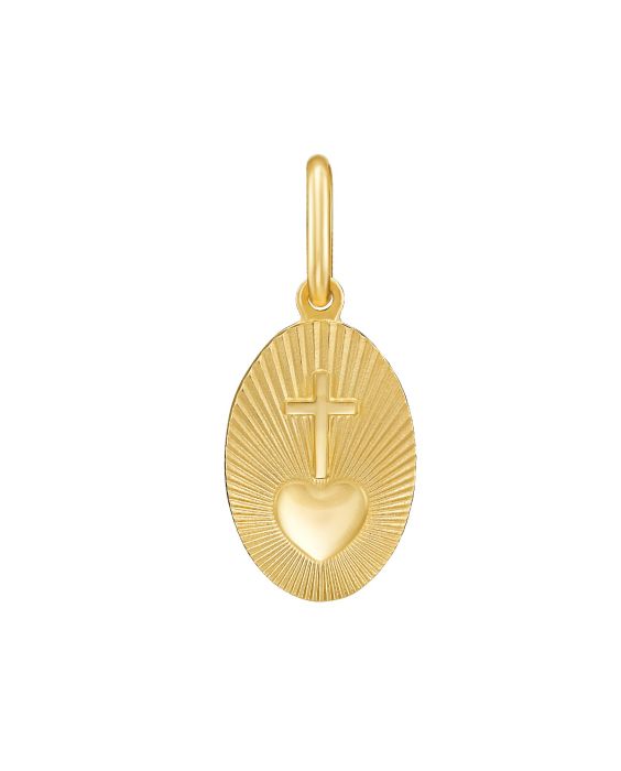14K Radiant Sacred Heart Medallion Charm