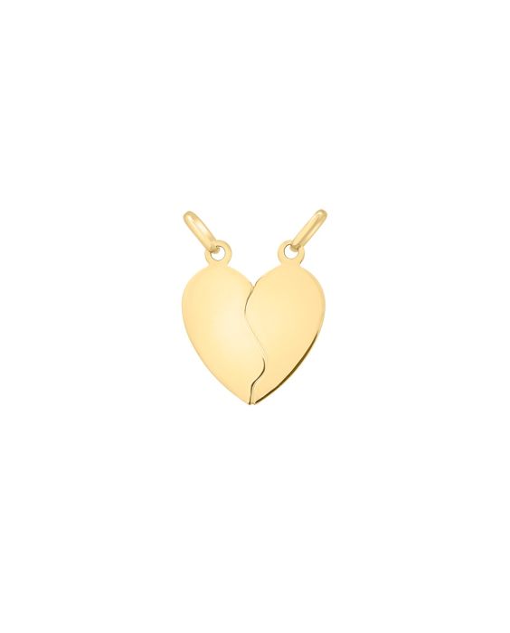 14K Gold Doube Bail Broken Heart Pendant
