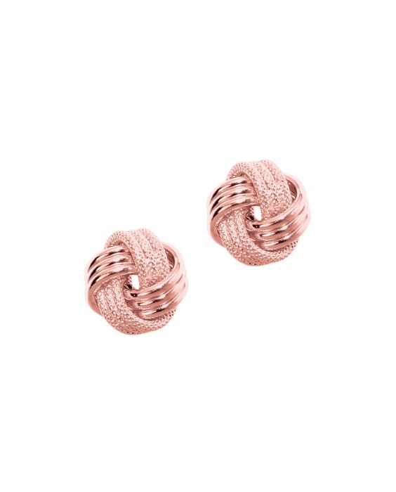 14K Gold Polished &amp; Diamond Cut Love Knot Stud Earring