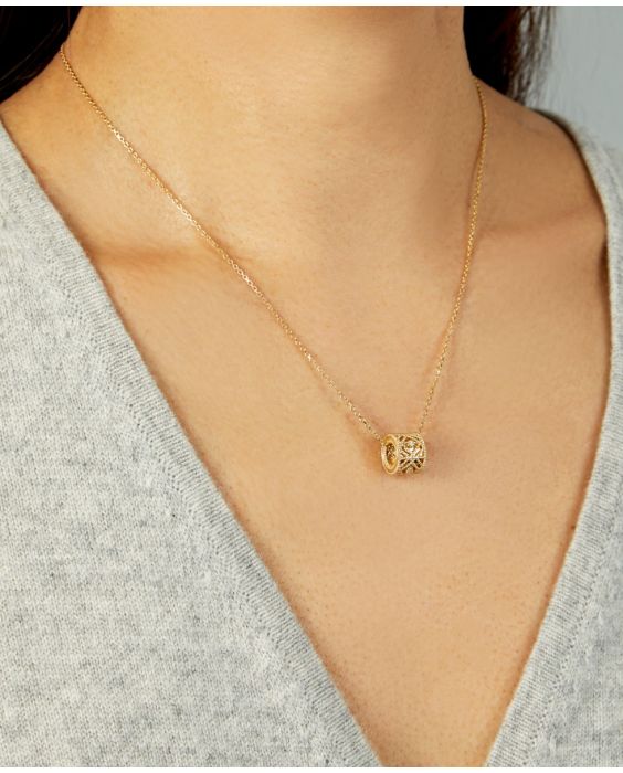 14K Diamond Vann&egrave;rie Barrel Necklace