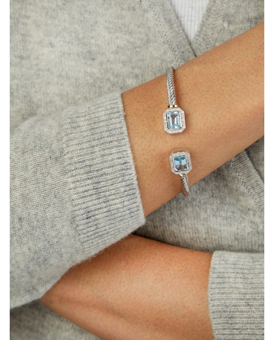Diamond & Blue Topaz Italian Cable Bangle