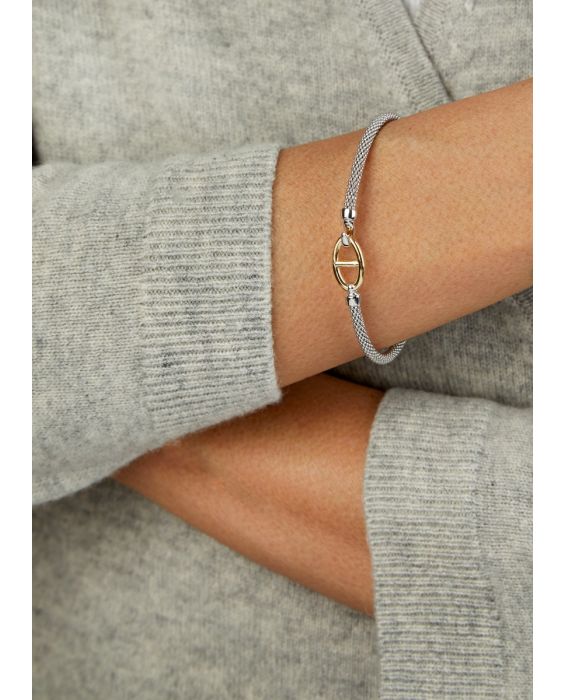 Silver & 18K Prosecco Anchor Bangle