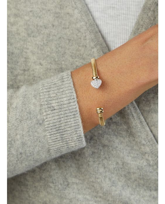 14K Diamond Heart Tubogas Cuff
