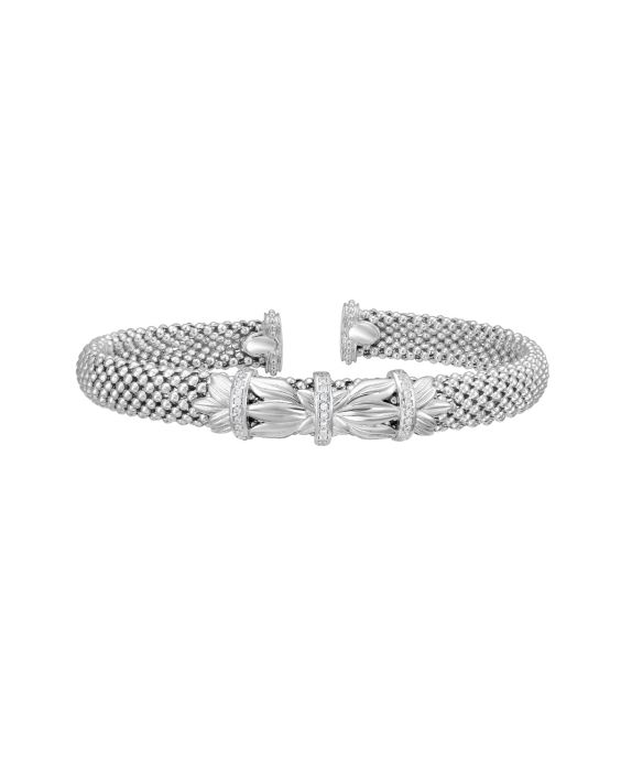 Silver & Diamond Prosecco Deco Feather Bangle