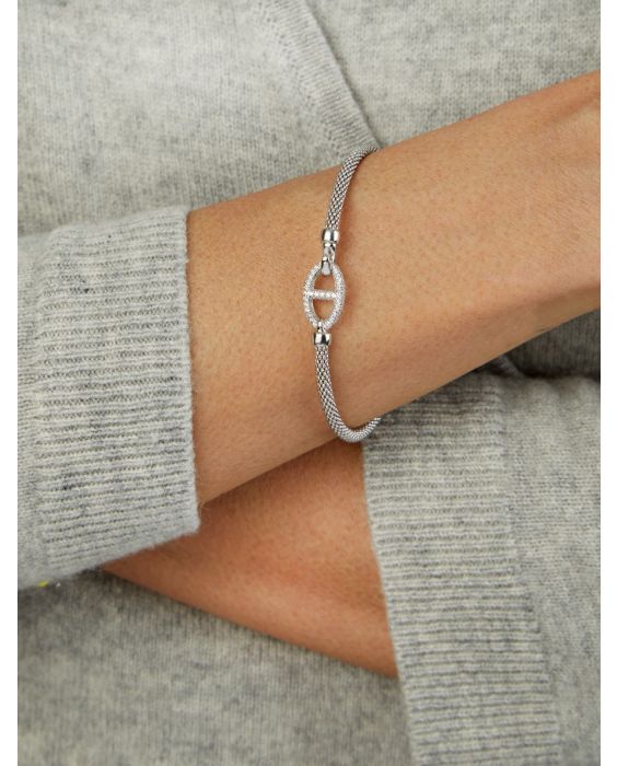 Silver & Diamond Prosecco Anchor Bangle