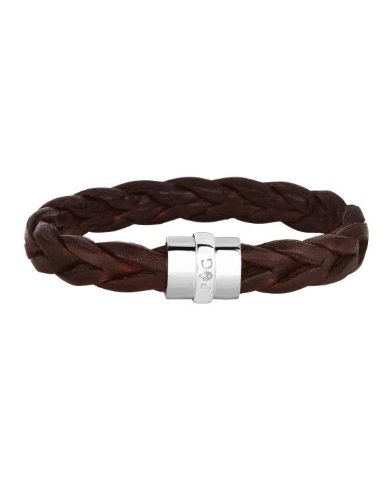 Sterling Silver Men's Large Leather Bracelet