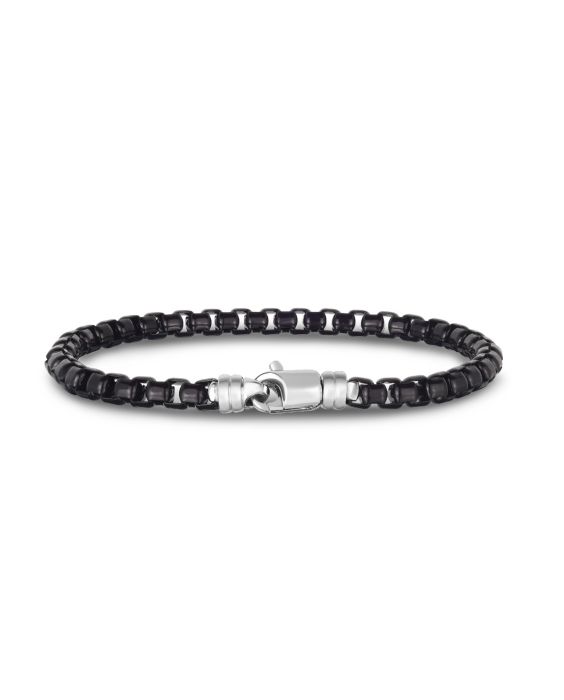 Men's Silver Black Box Link Bracelet