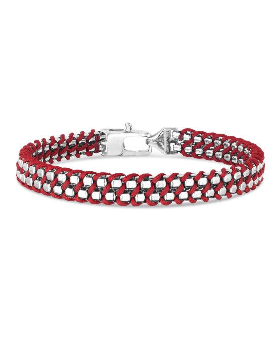 Silver Men's Red Cord Bracelet