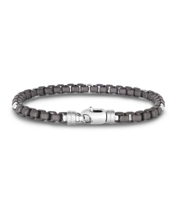 Men's Silver Gunmetal Box Link Bracelet