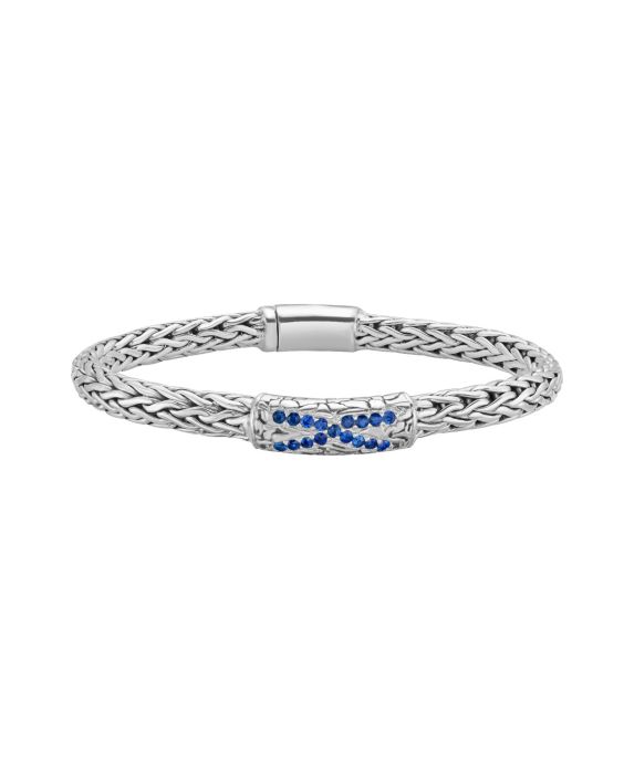 Silver Blue Sapphire Palmier X Bracelet