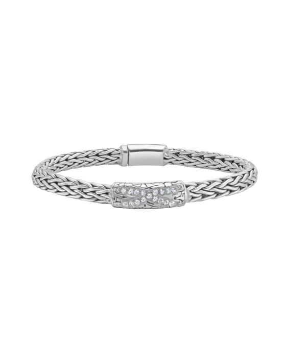 Silver White Sapphire Palmier X Bracelet