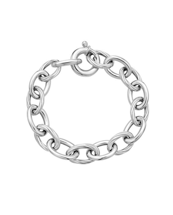 Silver Cable &amp; Polished Link Bracelet