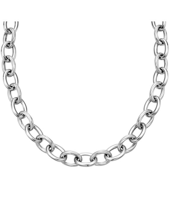Silver Cable & Polished Link Necklace