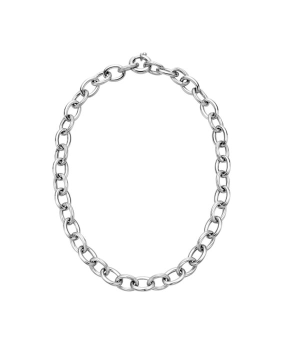 Silver Cable & Polished Link Necklace