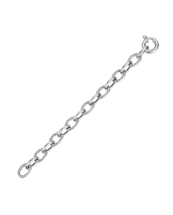 Silver Cable &amp; Polished Link Bracelet