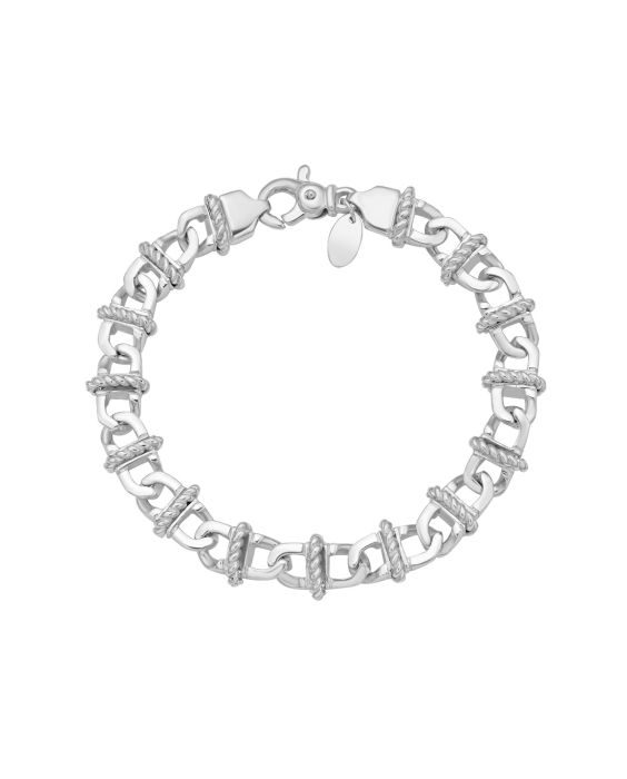 Silver Wrapped Rope Link Bracelet