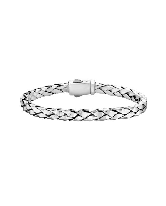 Silver Men's Basketweave Woven Bracelet