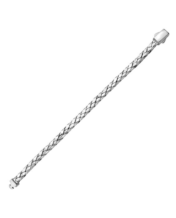 Silver Men's Basketweave Woven Bracelet