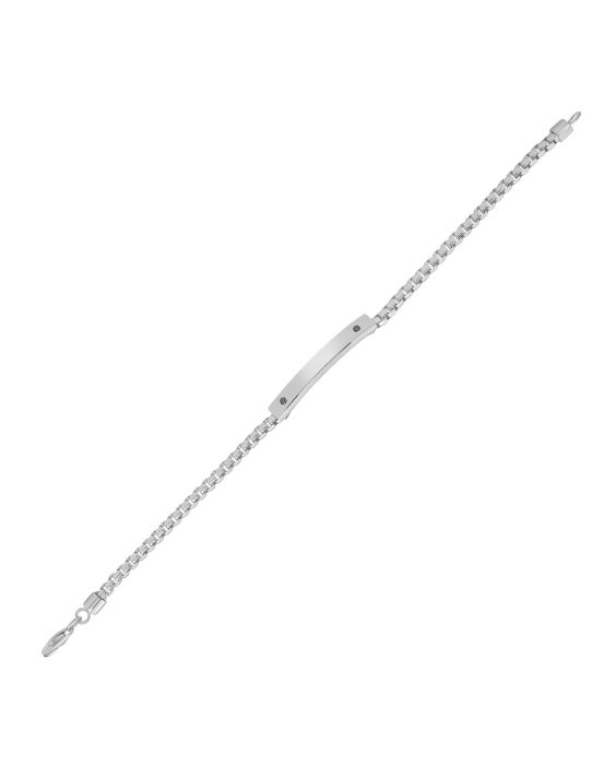 Silver & Black Spinel Men's Bar Bracelet