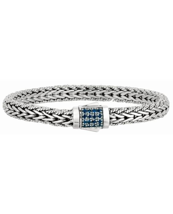 Sterling Silver Signature Woven Sapphire Lock Bracelet