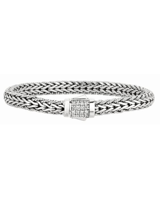 Sterling Silver Signature Woven Sapphire Lock Bracelet