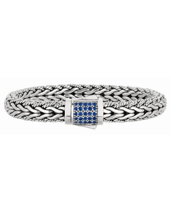 Sterling Silver Signature Woven Large Sapphire Bracelet