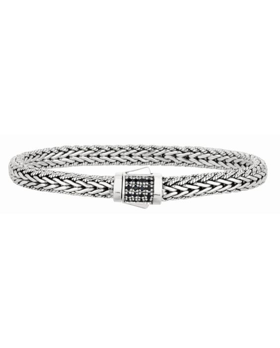 Sterling Silver Signature Woven Sapphire Lock Bracelet