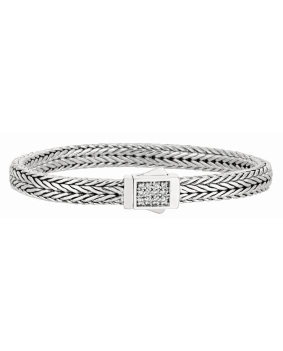 Sterling Silver Signature Woven Sapphire Rectangle Lock Bracelet