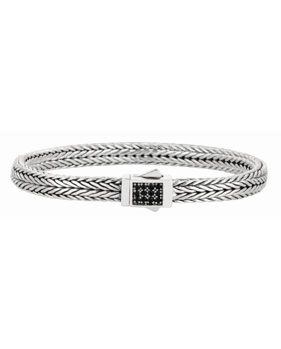 Sterling Silver Signature Woven Sapphire Rectangle Lock Bracelet