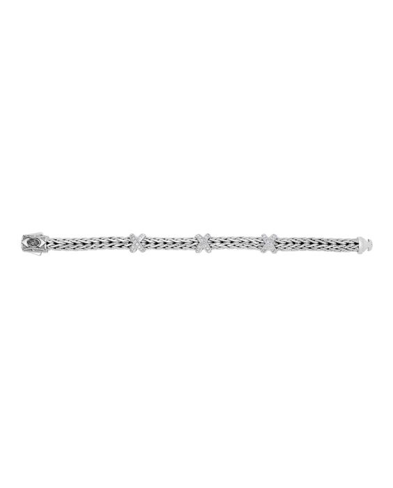 Sterling Silver Woven X White Sapphire Bracelet